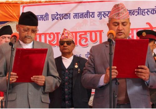 बागमती प्रदेशका मुख्यमन्त्री जमकट्टेलद्वारा शपथ