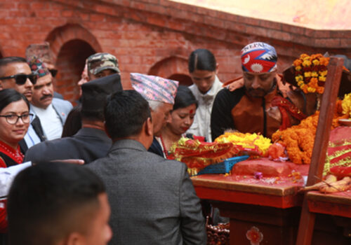 राष्ट्रपति पौडेलद्वारा शालीनदीमा पूजा, अर्चना