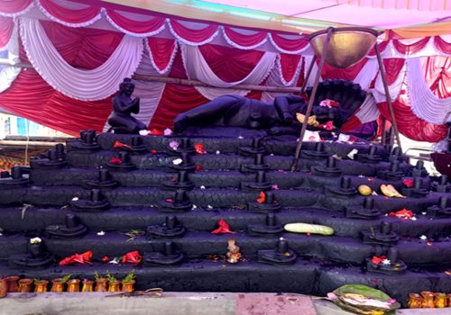 एउटै ढुङ्गामा १०८ शिवलिङ्ग र नागसहितको मूर्ति