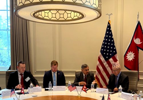 अर्थमन्त्री खनालद्वारा अमेरिका चेम्बर अफ कमर्सको बिजनेस डायलगलाई सम्बोधन