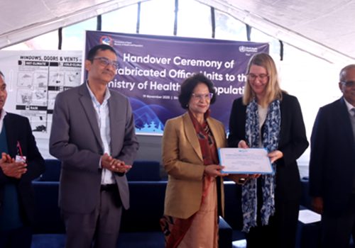डब्लुएचओद्वारा निर्मित ‘प्रिफ्याब’ भवन स्वास्थ्य मन्त्रालयलाई हस्तान्तरण
