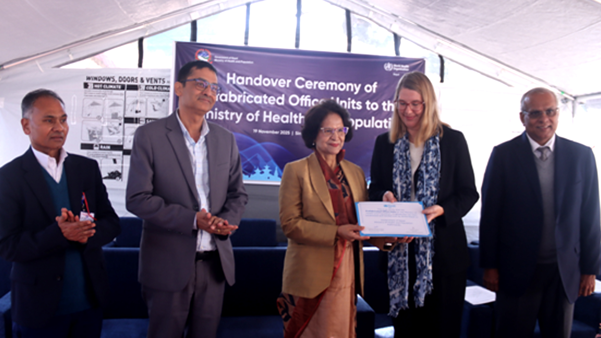 डब्लुएचओद्वारा निर्मित ‘प्रिफ्याब’ भवन स्वास्थ्य मन्त्रालयलाई हस्तान्तरण