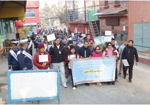 ट्राफिक सप्ताह–२०८२ :  ट्राफिक प्रहरी प्रभाग गौशलाद्वारा प्रभातफेरी